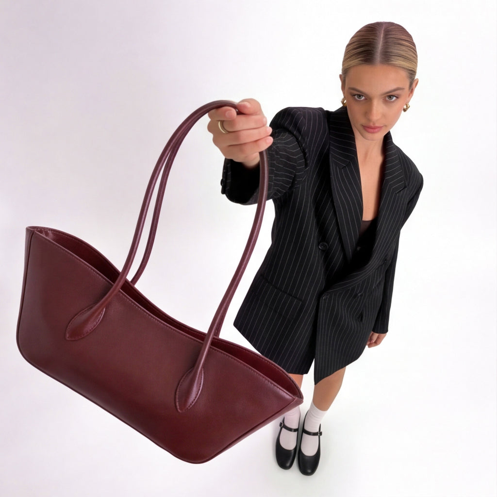 Burgundy Boat Shoulder Bag