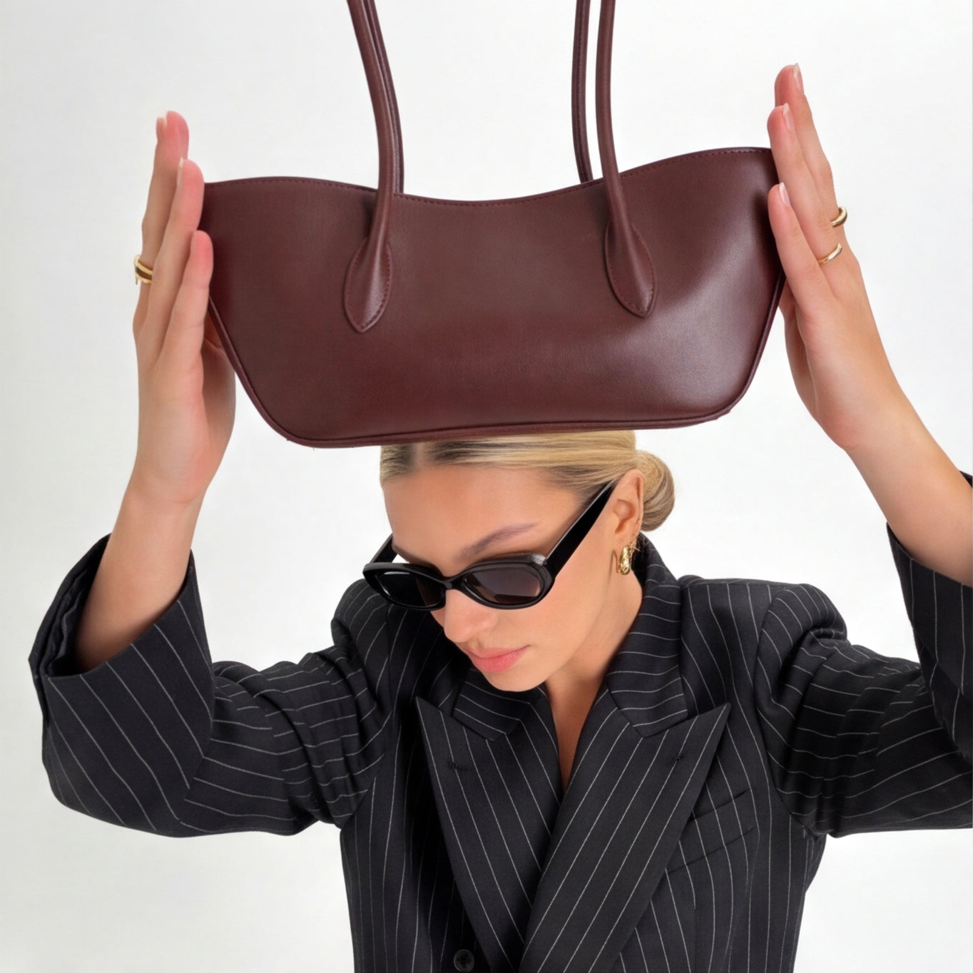 Burgundy Boat Shoulder Bag