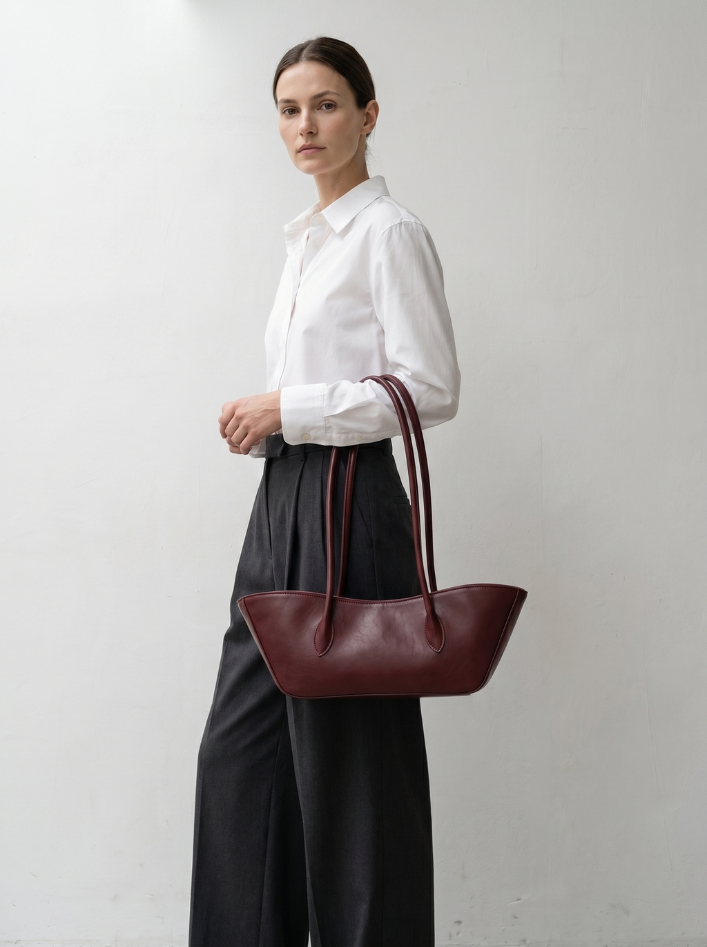 Burgundy Boat Shoulder Bag