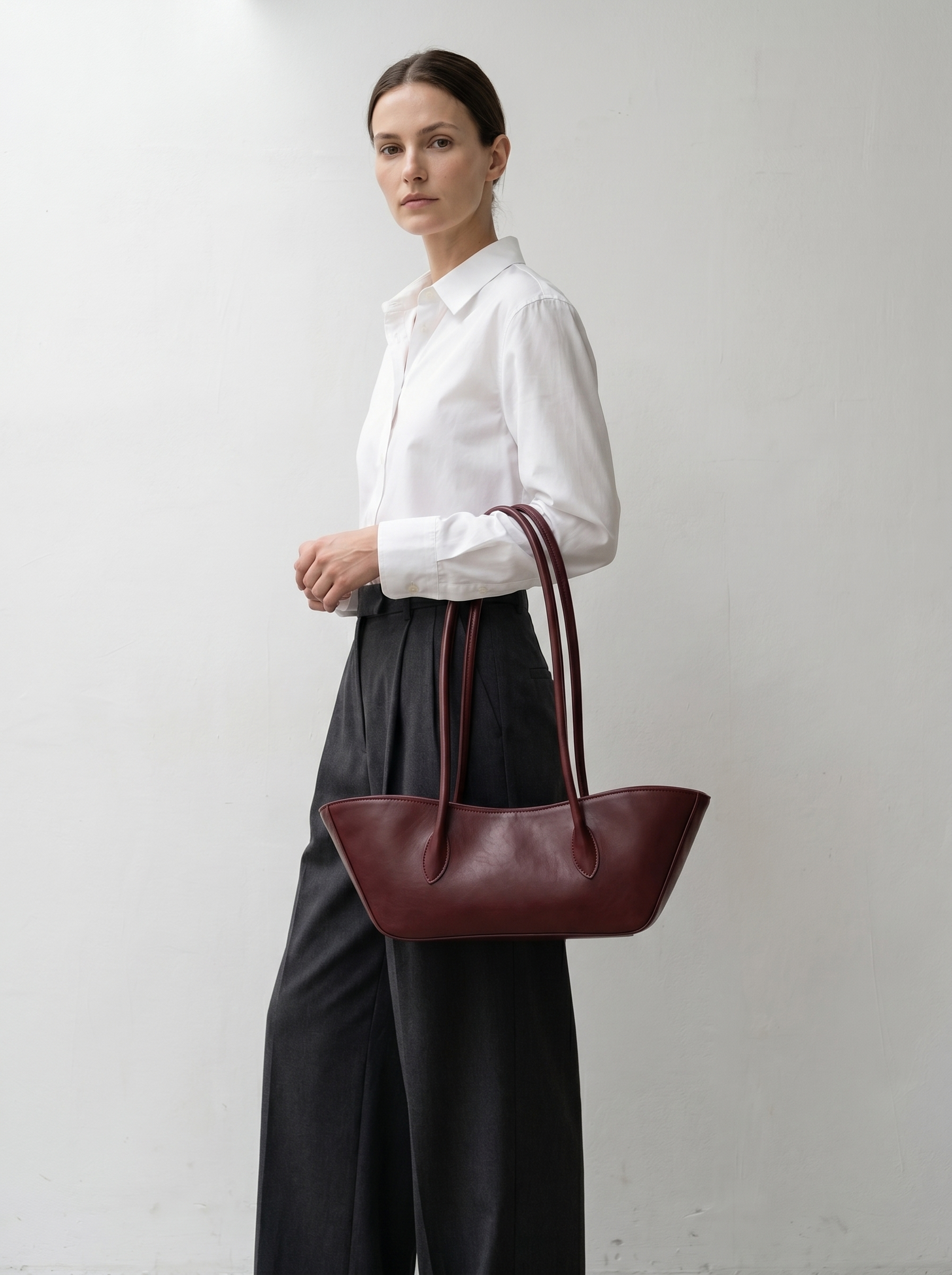 Burgundy Boat Shoulder Bag