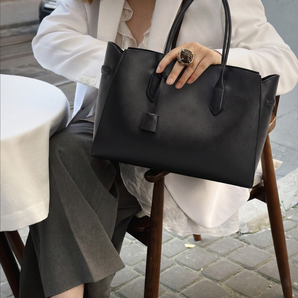 Black Vioné Tote Shoulder Bag